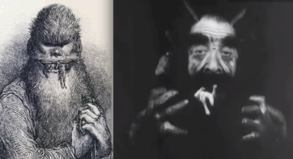 Left, one of Dorè's illustrations, on the right, Lucifer's depiction in the film.